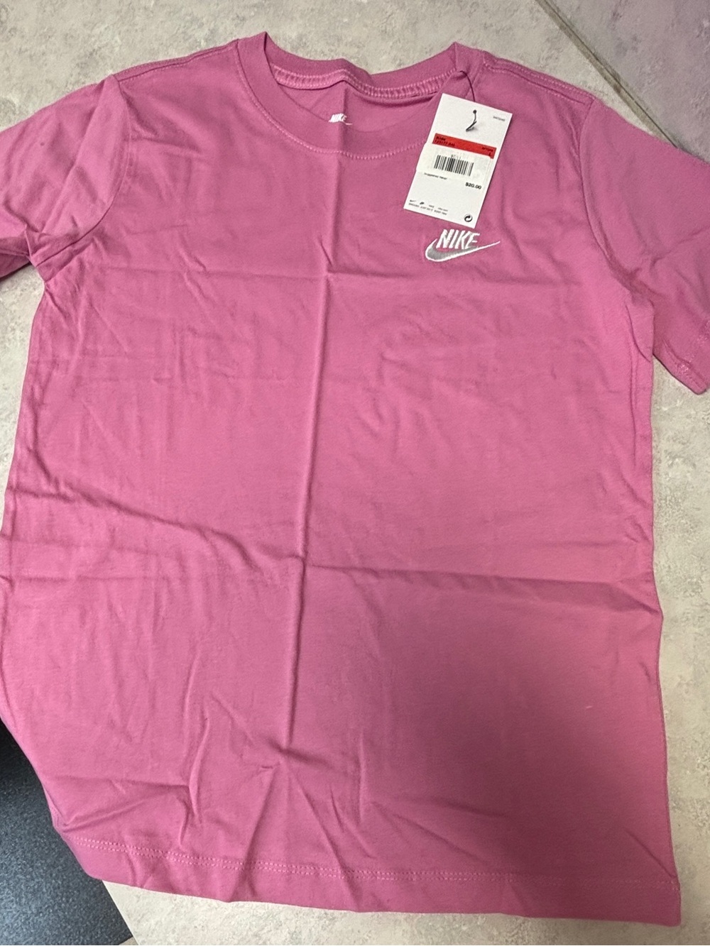 Nike Kids Large Pink The Nike Tee T-Shirt White Logo NWT Youth Girls